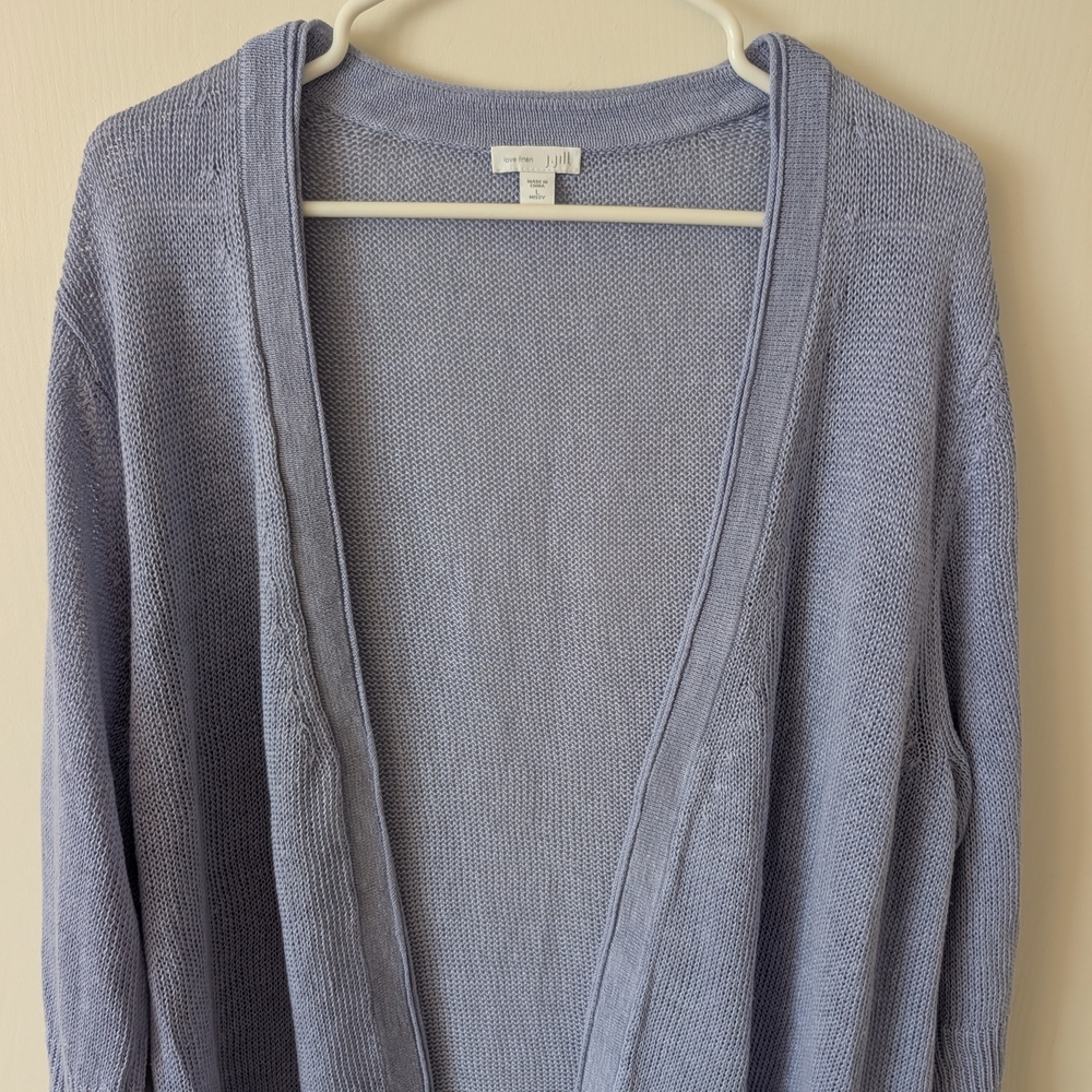 J. Jill Womens Large 100% Linen Purple Cardigan Coastal Grandma Beach Classic - Picture 3 of 7
